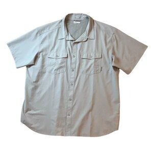 Columbia Fishing Short Sleeve Vented Button Up Shirt Gray Polyester Mens 2XL